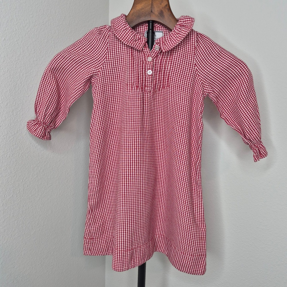 Petite Plume Red Gingham Traditional Nightgown Ruffle Collar Sleep Dress Size 2